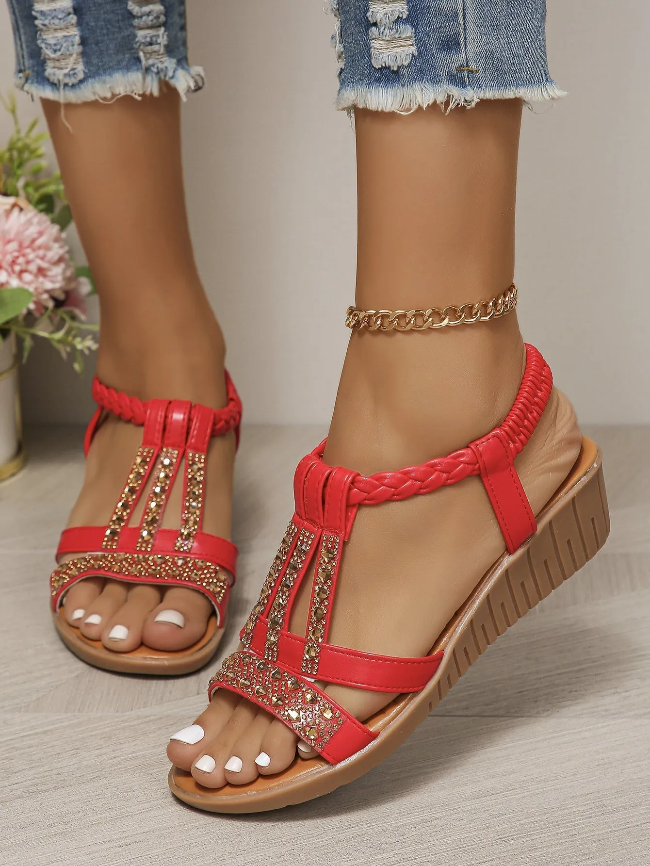 🔥 Women's Summer Rhinestone Open Toe Orthopaedic Sandals