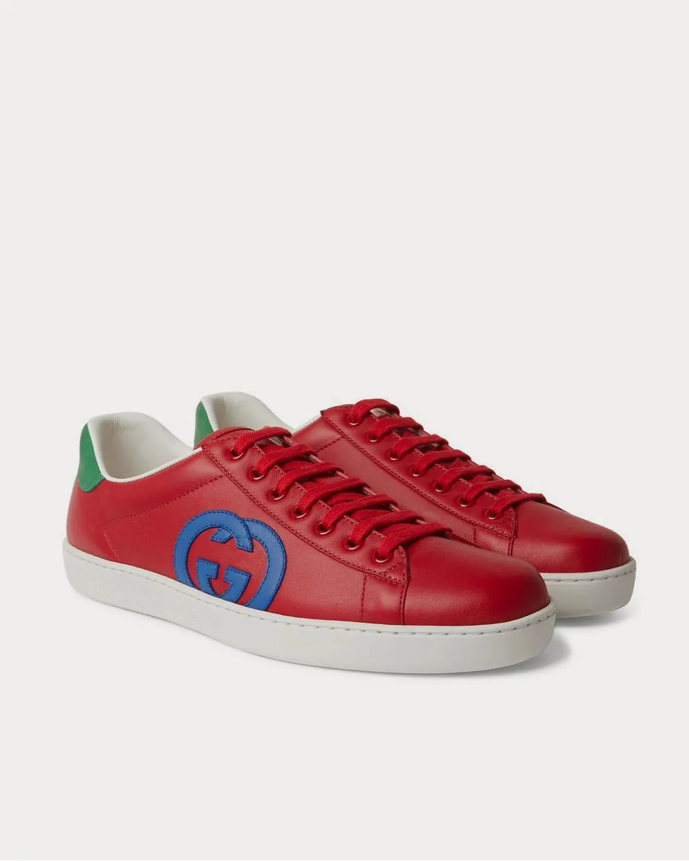 Ace Suede-Trimmed Leather  Red low top sneakers