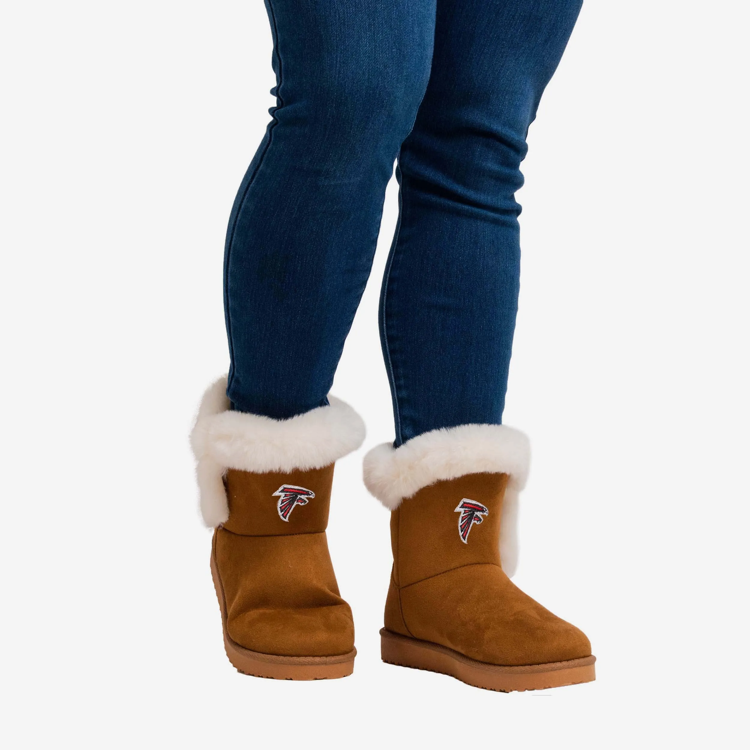 Atlanta Falcons Womens White Fur Boot