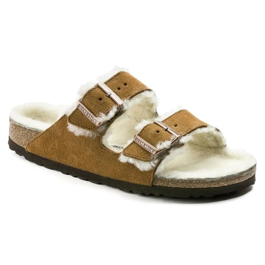 Birkenstock Arizona Shearling Suede Sandals- Mink