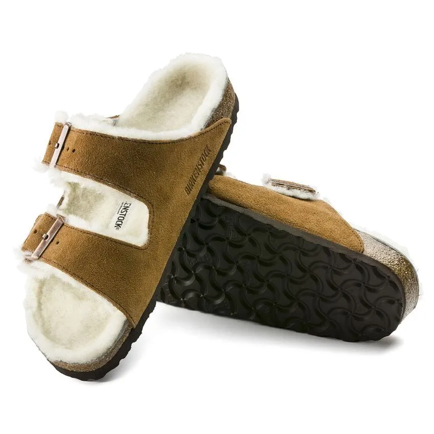 Birkenstock Arizona Shearling Suede Sandals- Mink