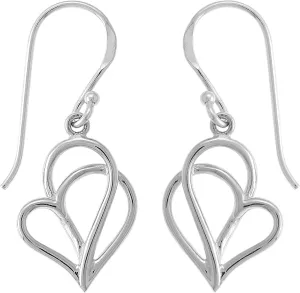 Boma Jewelry Sterling Silver Polished Twisting Heart Dangle Earrings