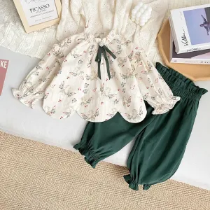 Bunny Floral Print Shirt and Pants Set