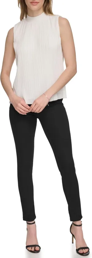 Calvin Klein Women's Short Sleeve Mock Neck Blouse
