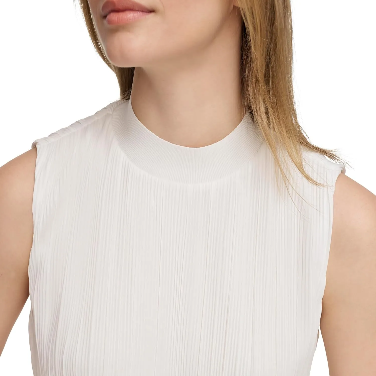 Calvin Klein Women's Short Sleeve Mock Neck Blouse