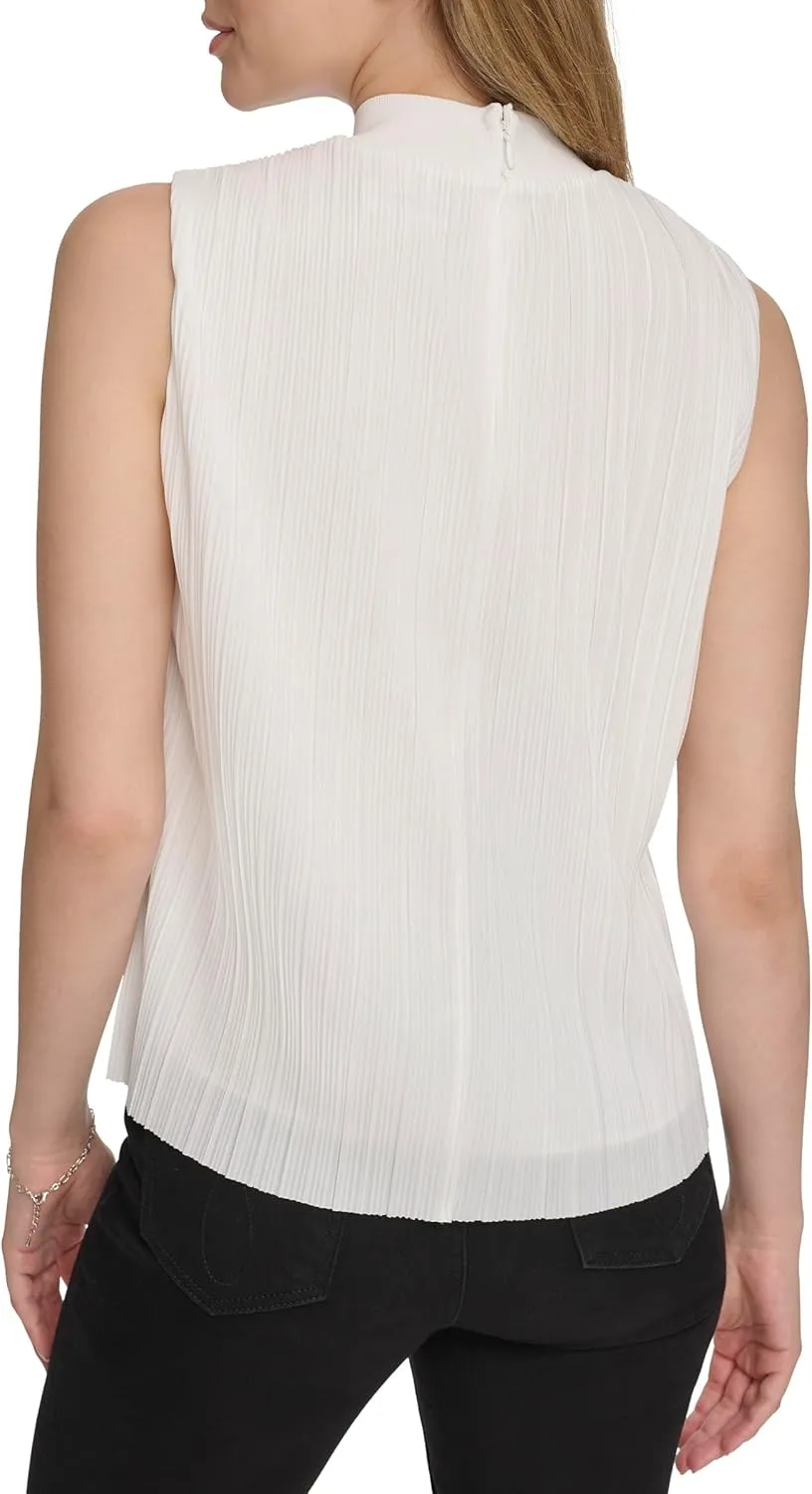 Calvin Klein Women's Short Sleeve Mock Neck Blouse