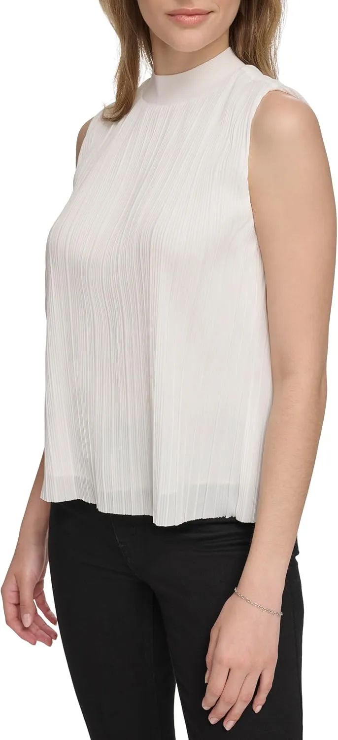 Calvin Klein Women's Short Sleeve Mock Neck Blouse