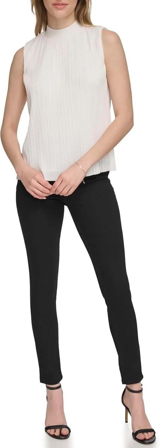 Calvin Klein Women's Short Sleeve Mock Neck Blouse