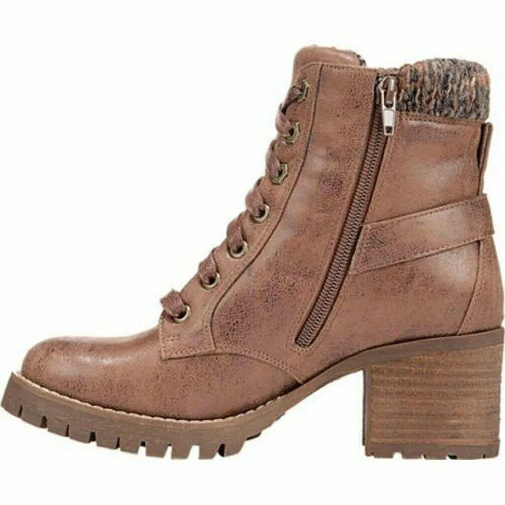 Carlos by Carlos Santana Womens Gibson Ankle Boot Lace Up Tan Brown Shoes US 8 M
