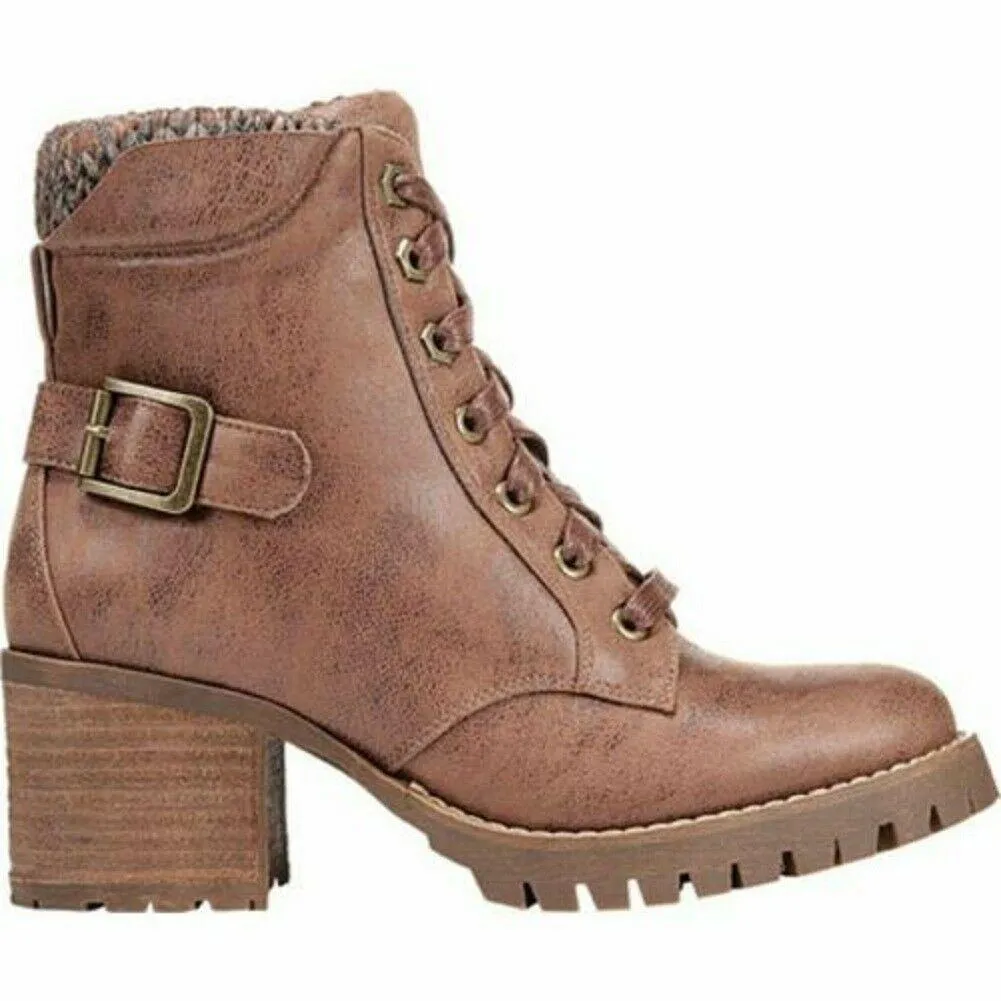 Carlos by Carlos Santana Womens Gibson Ankle Boot Lace Up Tan Brown Shoes US 8 M