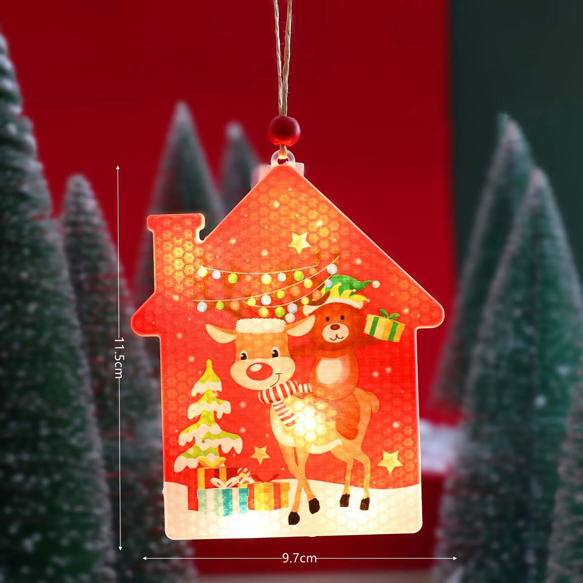 Christmas Hanging Ornaments LED Lights Funny Unique Xmas Tree Fireplace Window Decoration
