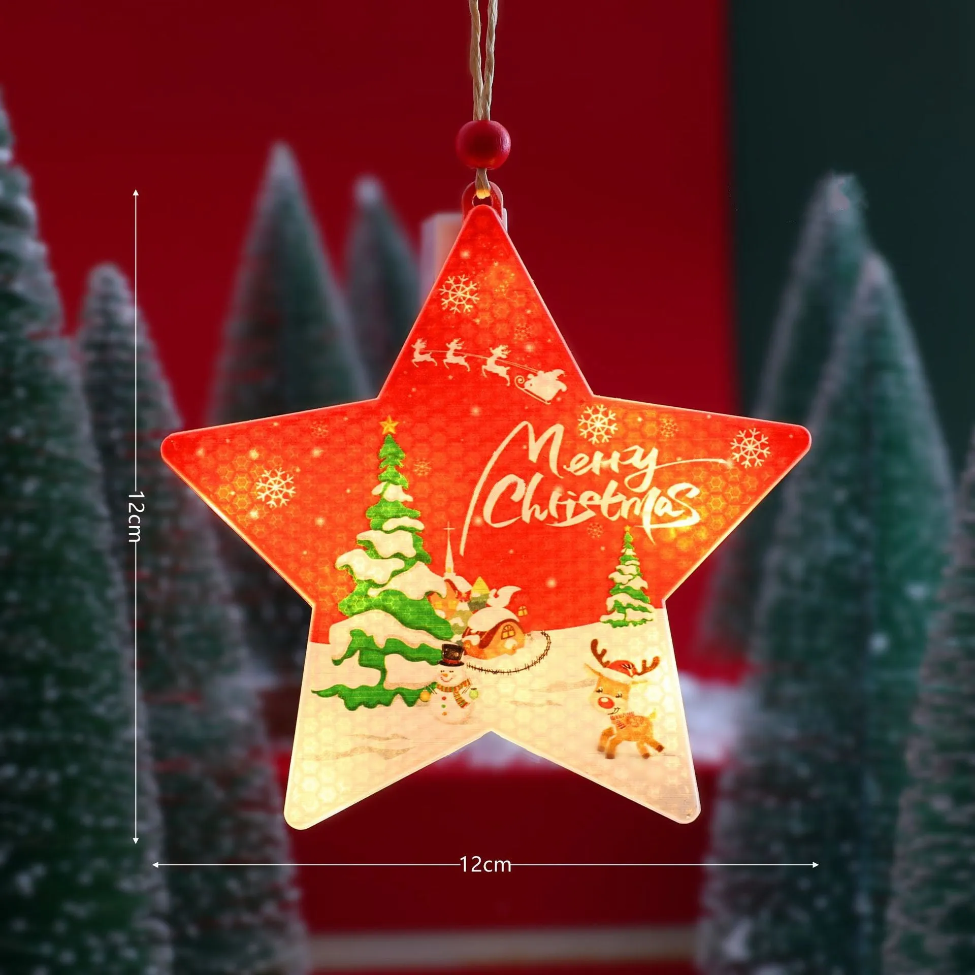 Christmas Hanging Ornaments LED Lights Funny Unique Xmas Tree Fireplace Window Decoration