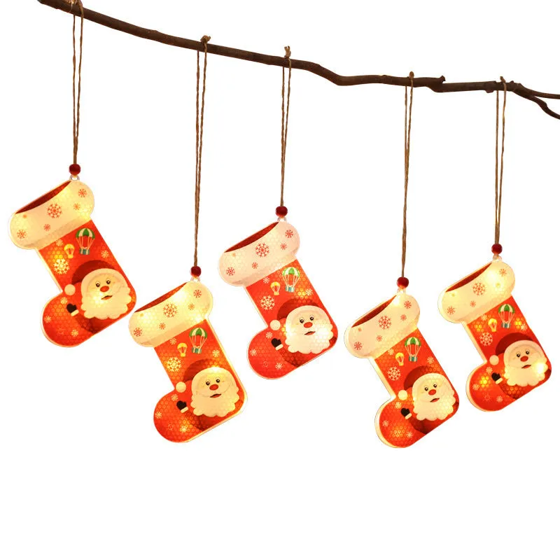 Christmas Hanging Ornaments LED Lights Funny Unique Xmas Tree Fireplace Window Decoration