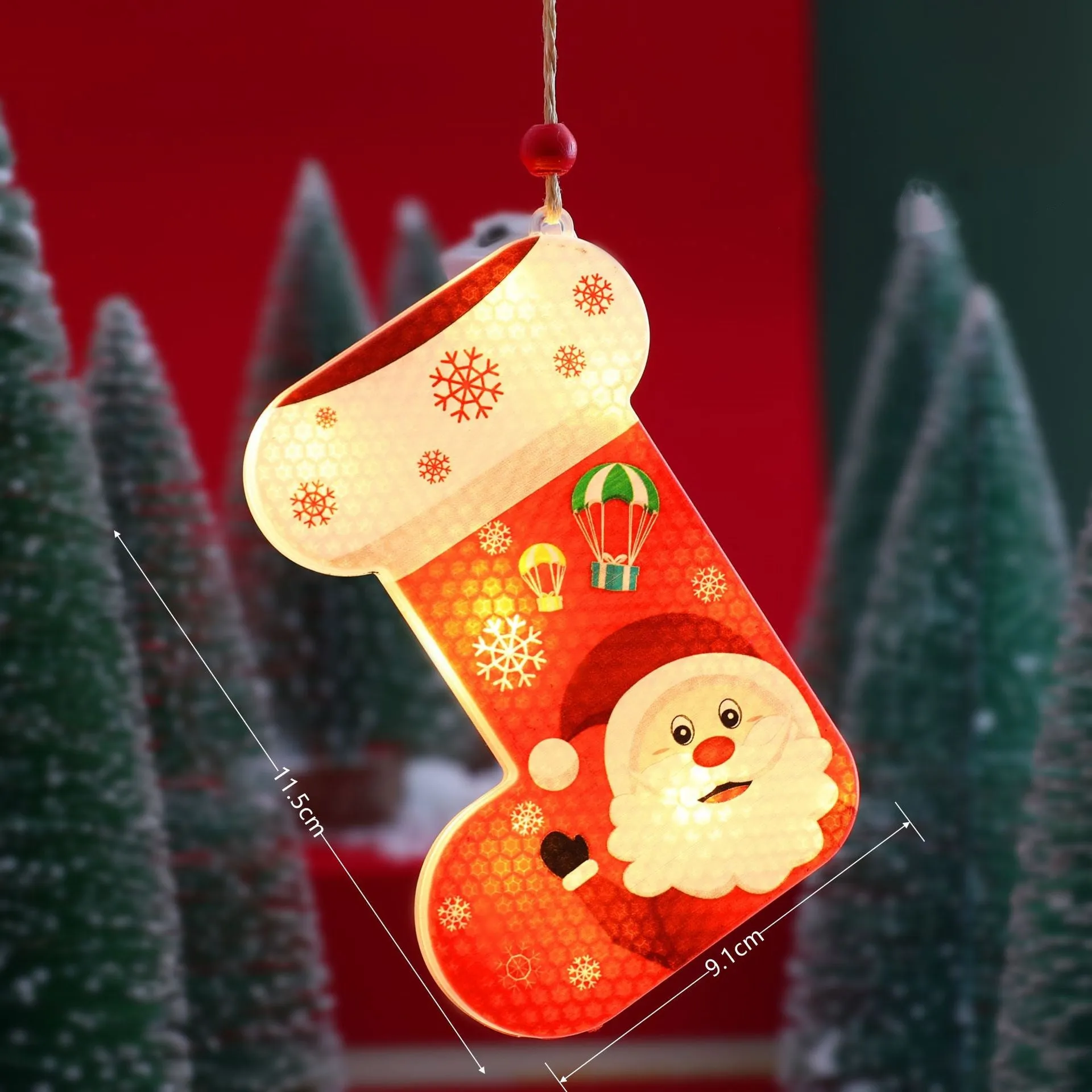 Christmas Hanging Ornaments LED Lights Funny Unique Xmas Tree Fireplace Window Decoration