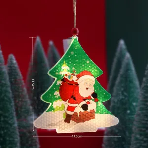 Christmas Hanging Ornaments LED Lights Funny Unique Xmas Tree Fireplace Window Decoration