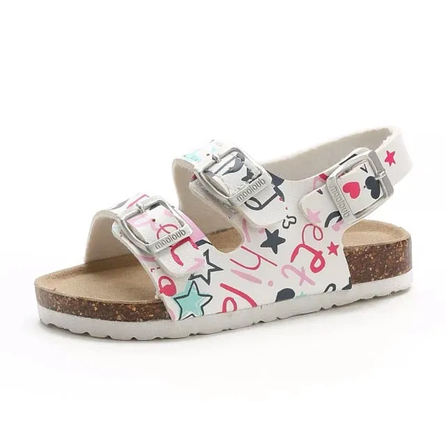 Cork Kids Solid Sandals Gladiatus Comfortable Soft Sole Buckle Strap Sandals for Little Girls Boys Summer Shoes 3T-12T
