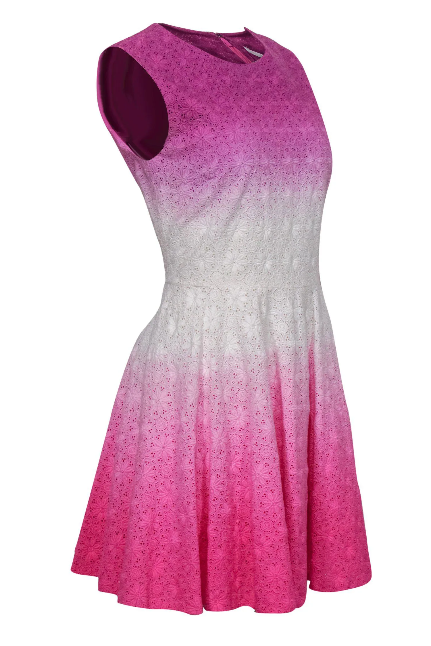 Diane von Furstenberg - Pink & White Ombre Lace Fit & Flare Dress Sz 10