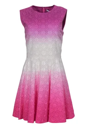 Diane von Furstenberg - Pink & White Ombre Lace Fit & Flare Dress Sz 10