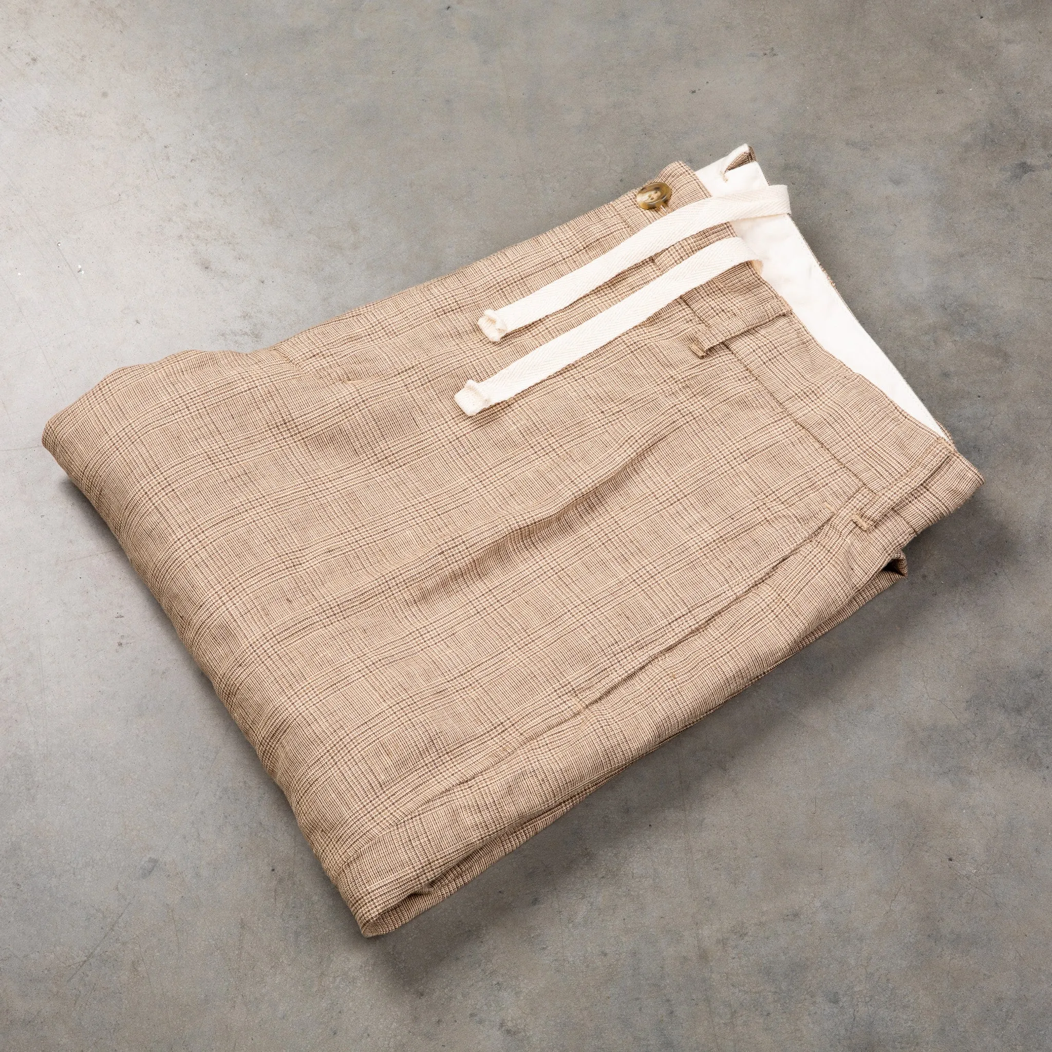 Engineered Garments Andover Pant Beige Linen Glen Plaid