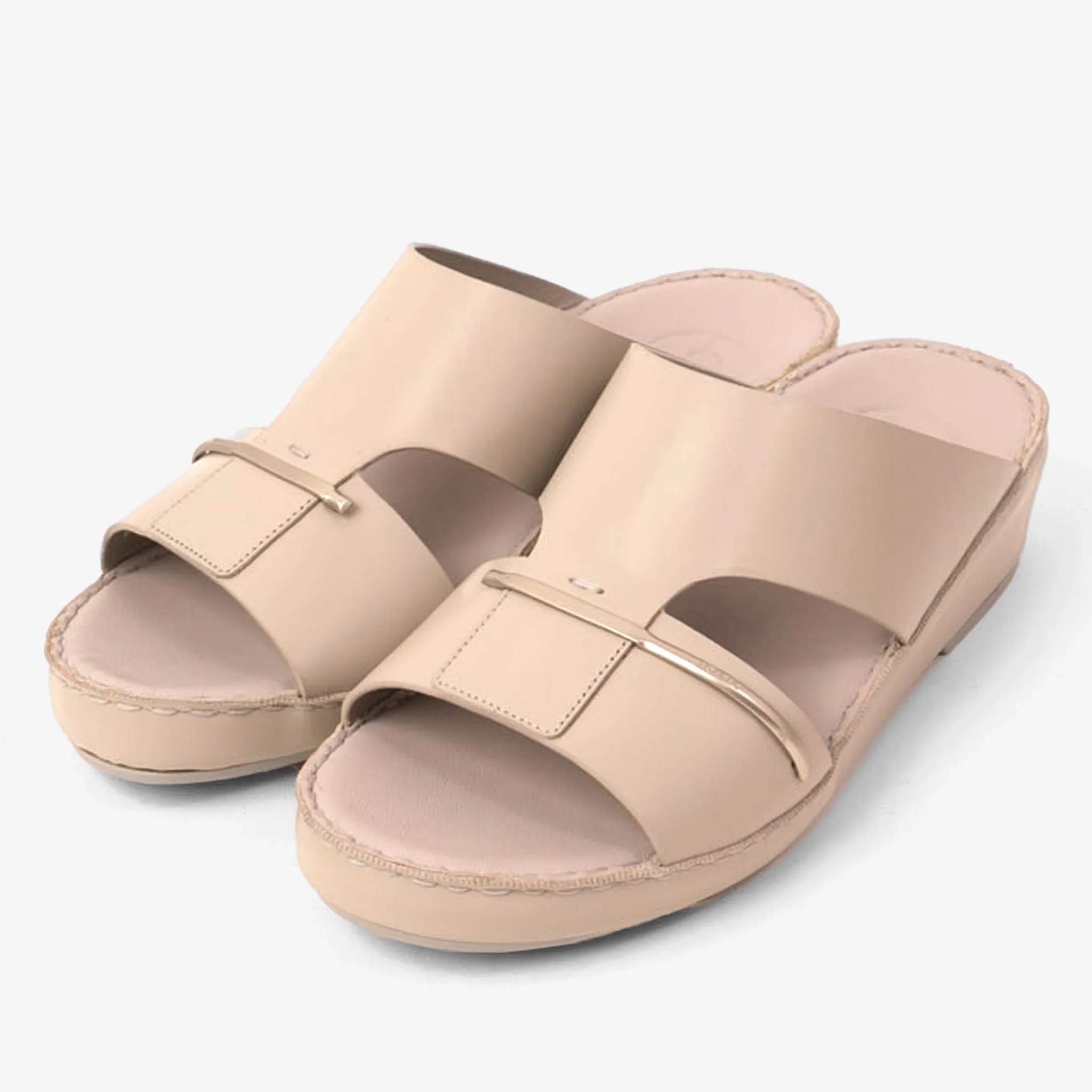 FARADA CLASSIC ARABIC SANDALS WITH GOLDEN DETAILING LIGHT-EARTH