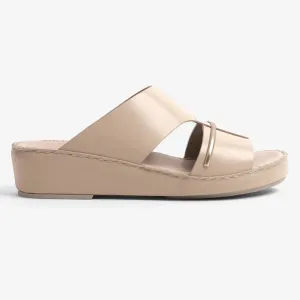 FARADA CLASSIC ARABIC SANDALS WITH GOLDEN DETAILING LIGHT-EARTH