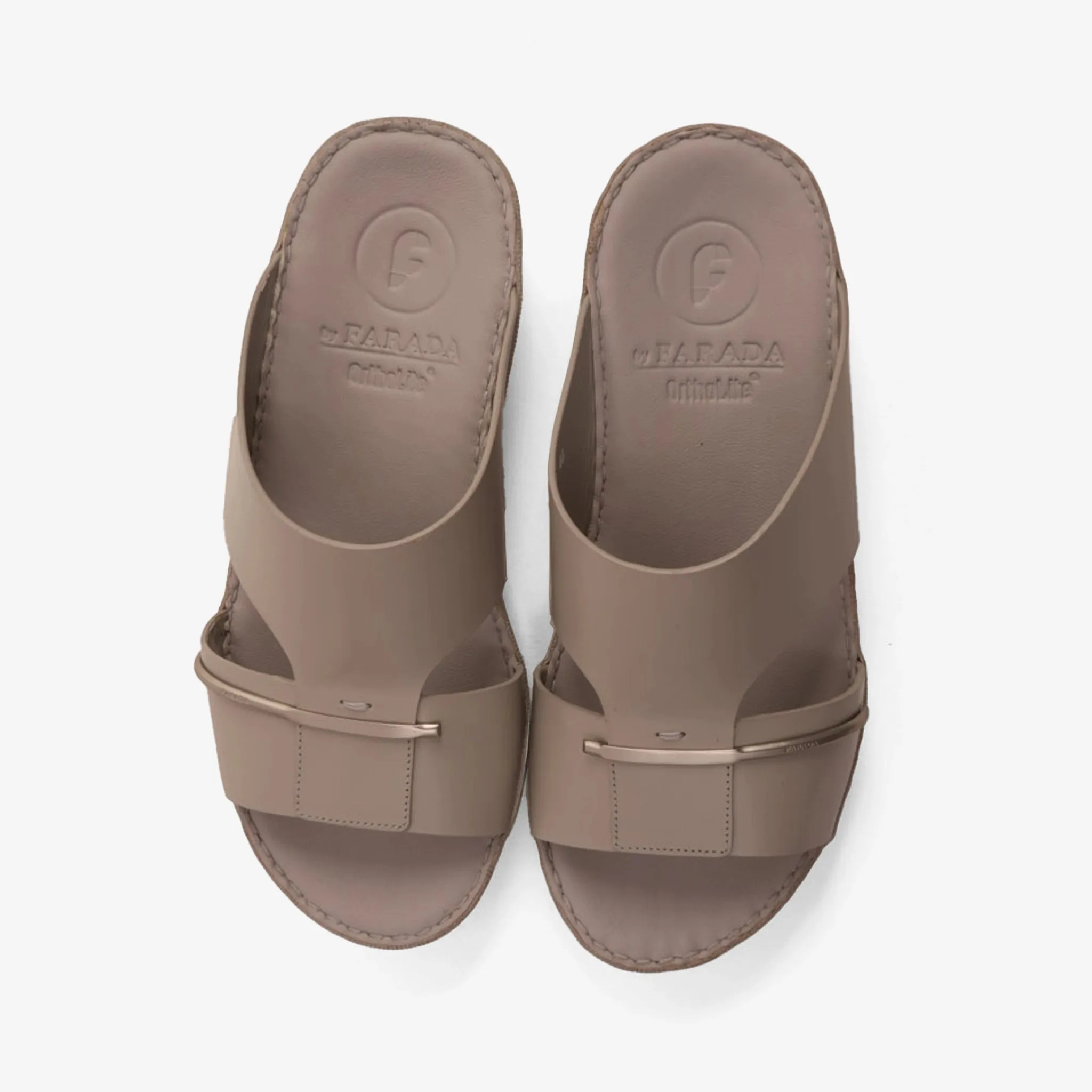 FARADA CLASSIC ARABIC SANDALS WITH GOLDEN DETAILING LIGHT-EARTH