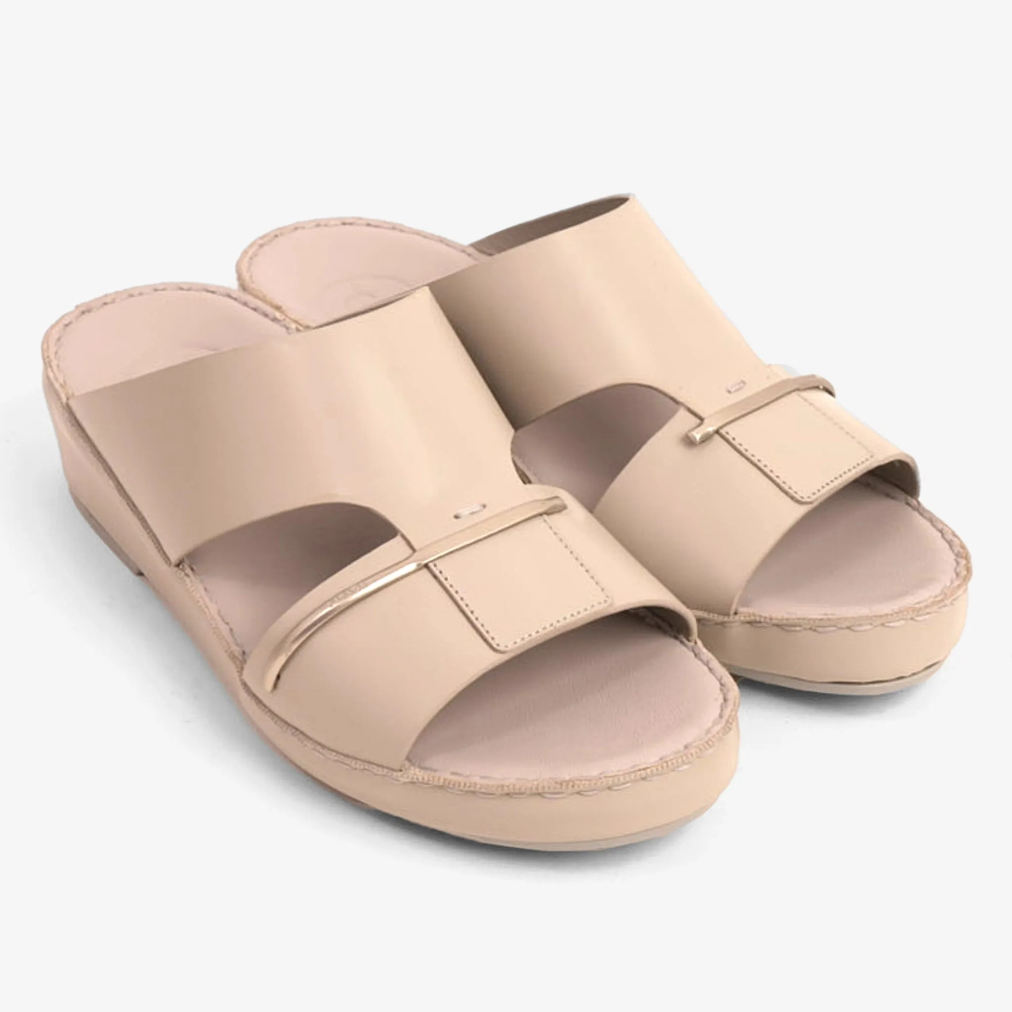 FARADA CLASSIC ARABIC SANDALS WITH GOLDEN DETAILING LIGHT-EARTH
