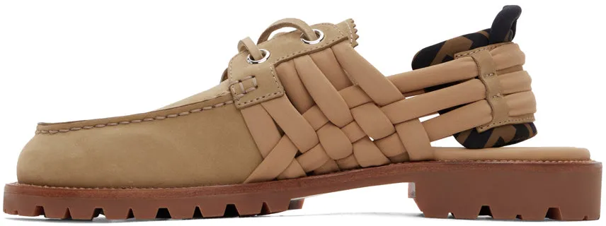 Fendi Beige Nubuck 'FF' Loafers