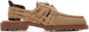 Fendi Beige Nubuck 'FF' Loafers