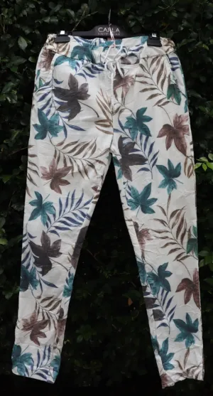Floral Stretch Elastic Waist Pants