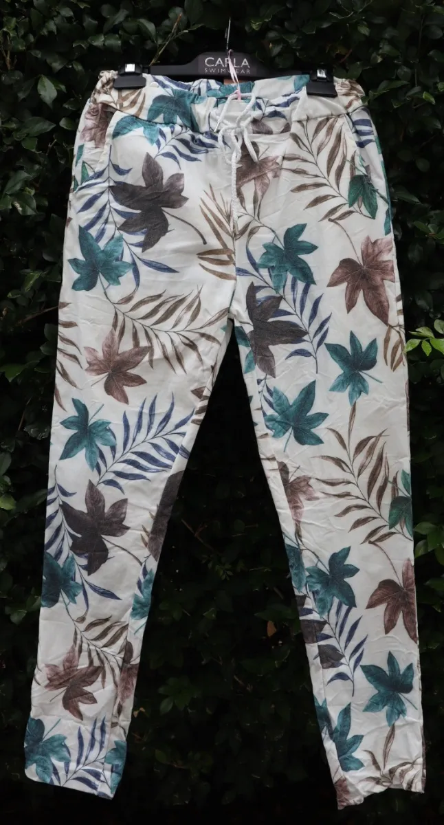 Floral Stretch Elastic Waist Pants