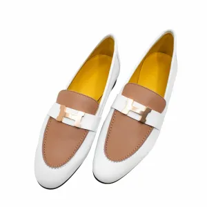 H loafer white mix beige pink rghw buckle #39