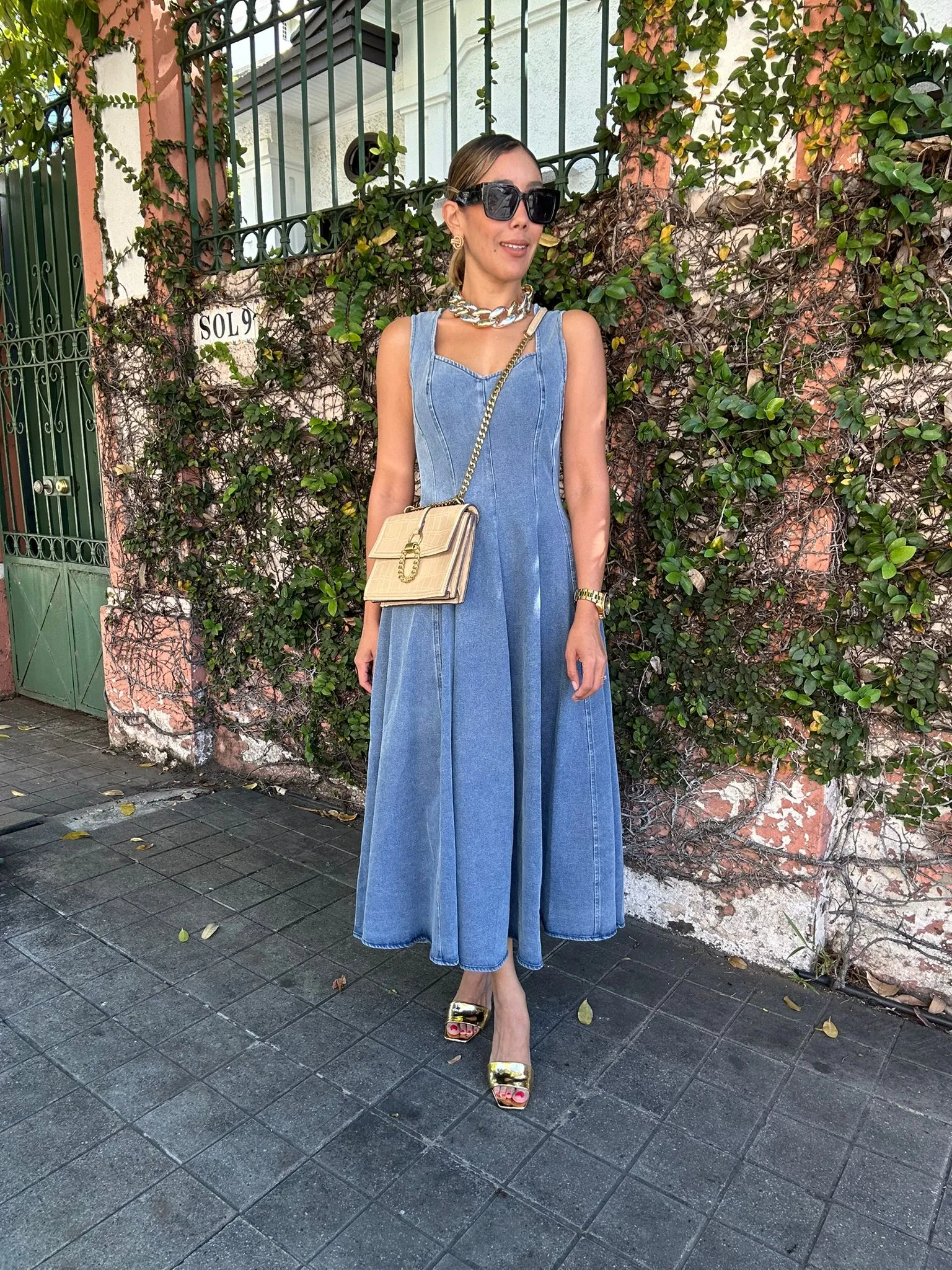 Indigo Charm Sweetheart Midi Dress