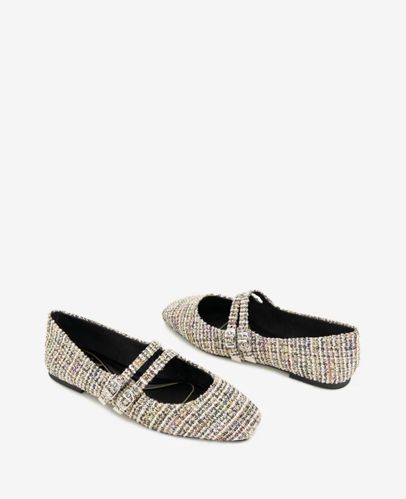 Jasmine Tweed Mary Jane Flat
