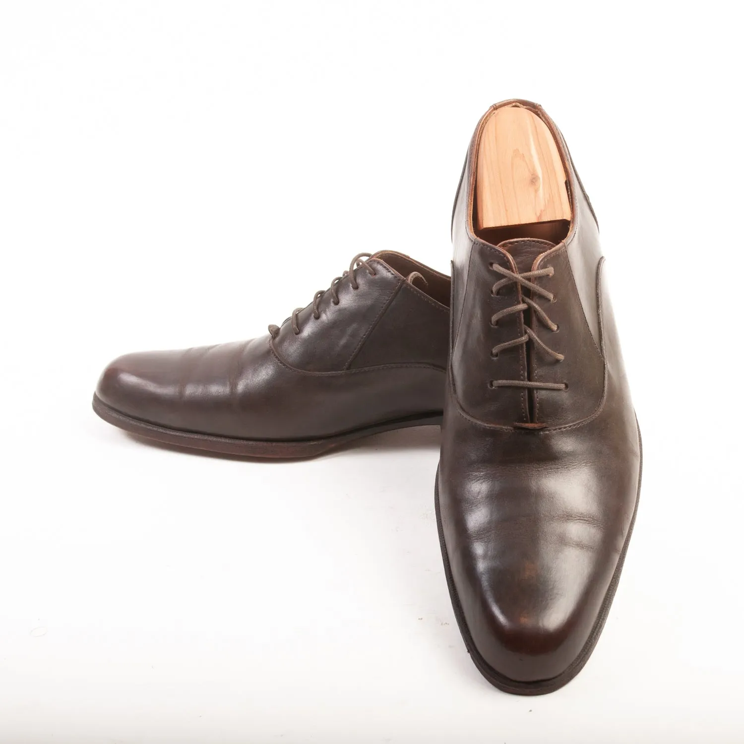 John Fluevog Brown Leather Twin Turbine Oxfords