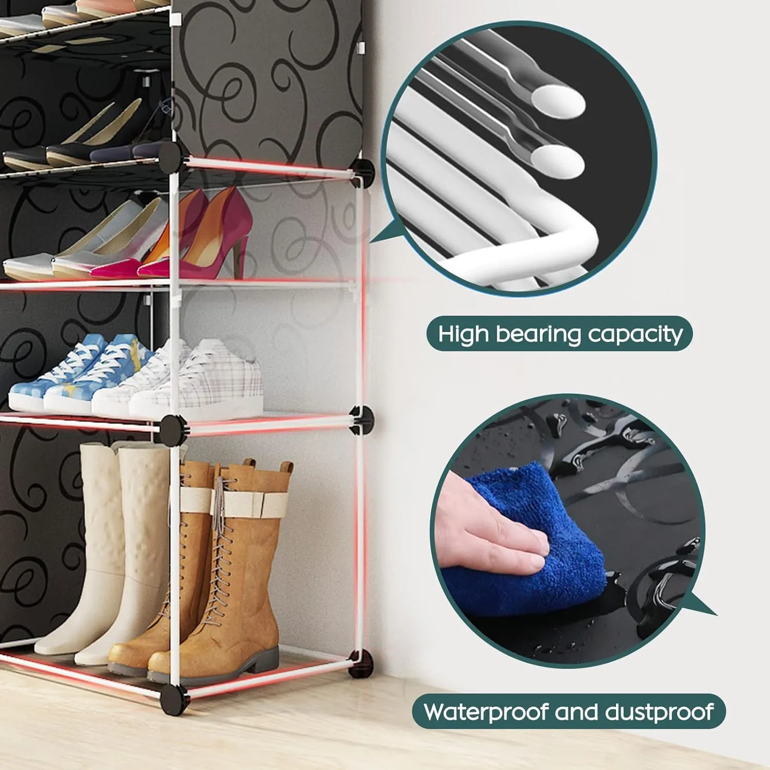Krishyam® Portable Shoe Rack Organizer, Plastic Cube Storage 24 Pair Tower 12 Steps Plastic Shoe Rack (12 Shelves, DIY(Do-It-Yourself))