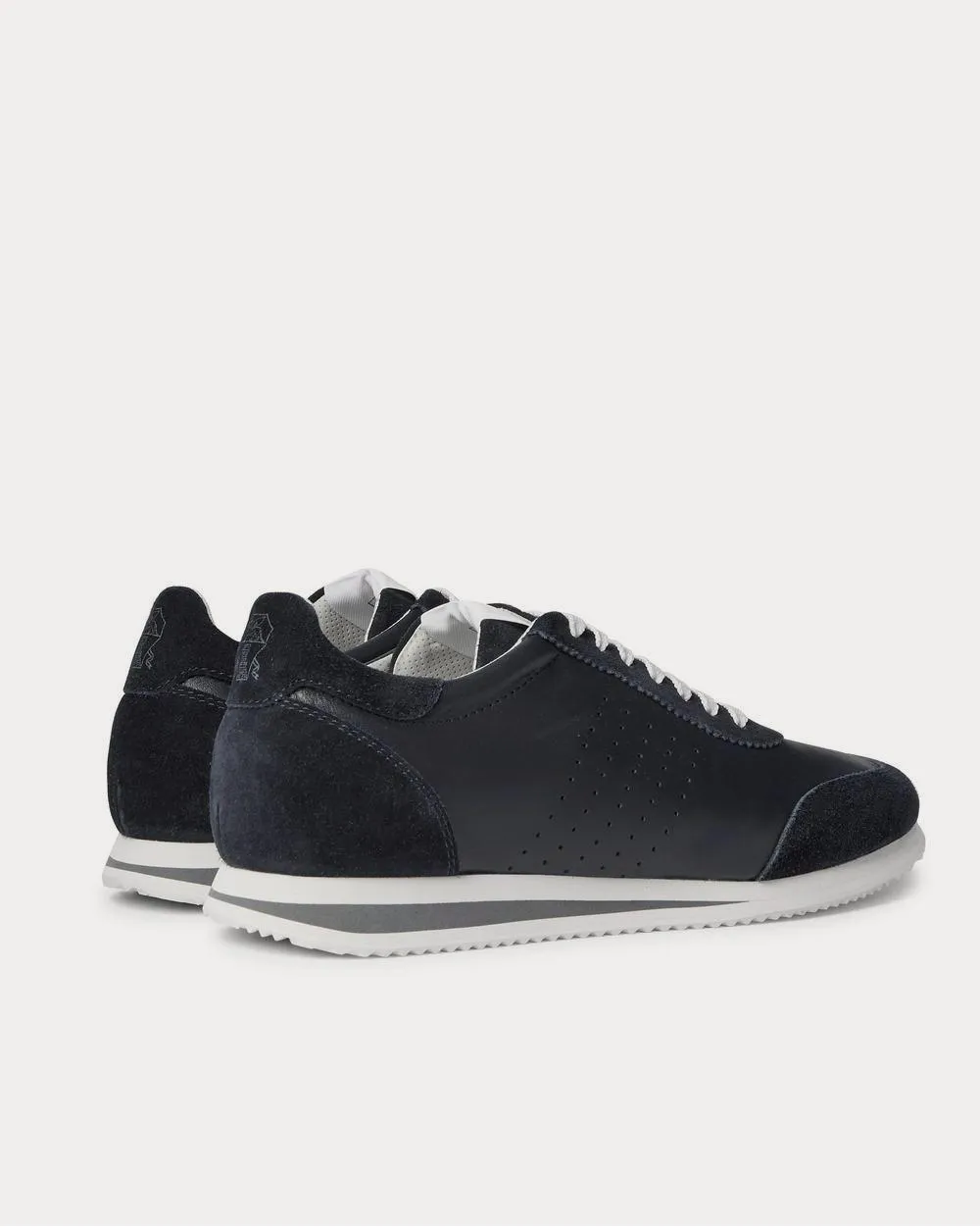Leather and Suede  Navy low top sneakers