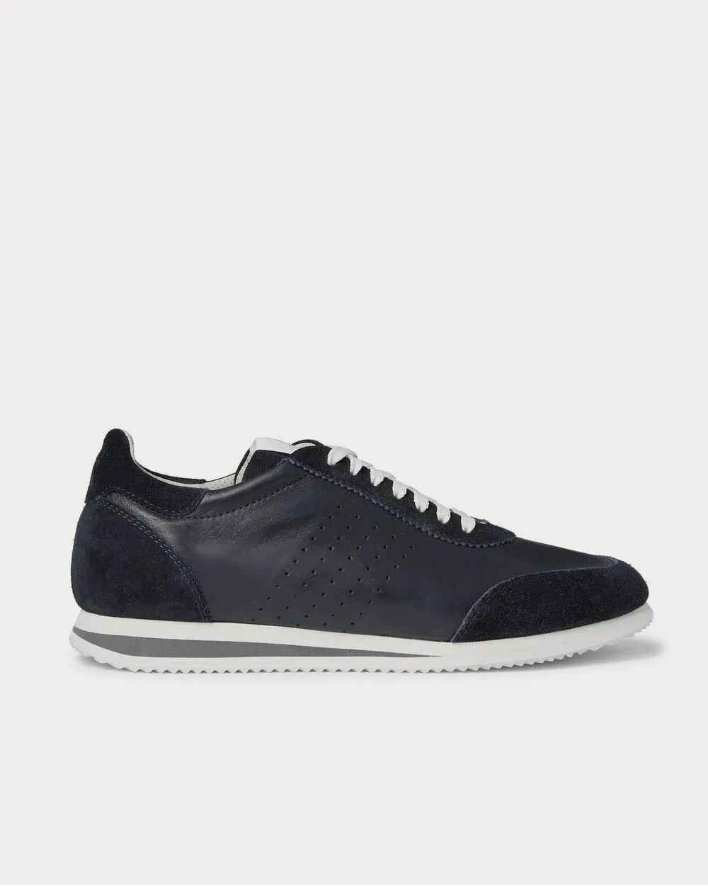 Leather and Suede  Navy low top sneakers