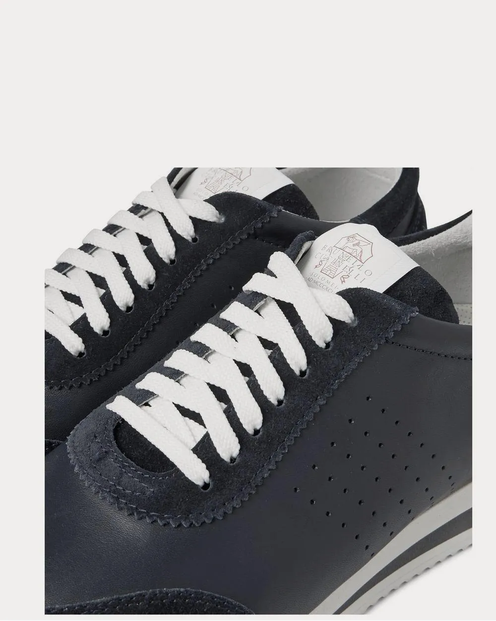 Leather and Suede  Navy low top sneakers