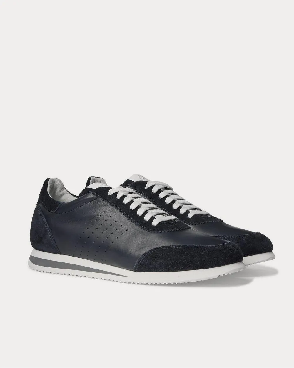 Leather and Suede  Navy low top sneakers