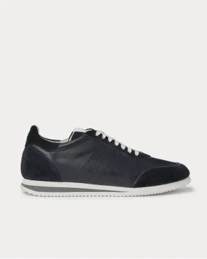 Leather and Suede  Navy low top sneakers