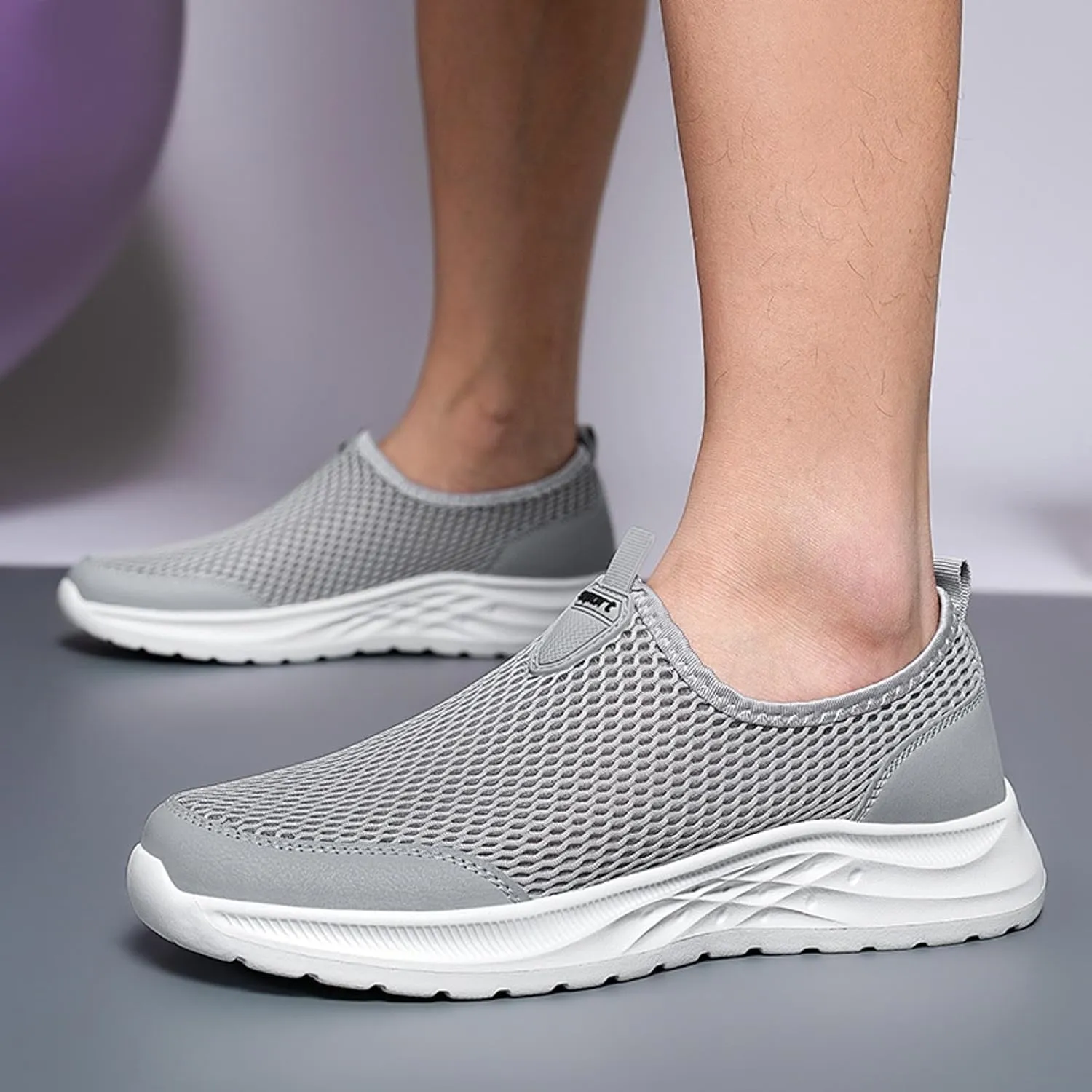 Men Sports Shoes Fashionable New Pattern Mesh Hollow Breathable Comfortable Flat Bottom Lightweight Slip On Seasonal Casual Shoes Casual Sneaker Boots for Men