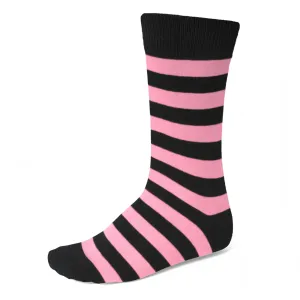 Men's Pink and Black Striped Socks