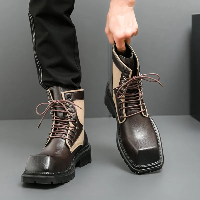 MLB LTHR-08 Square-Toe Combat Boots