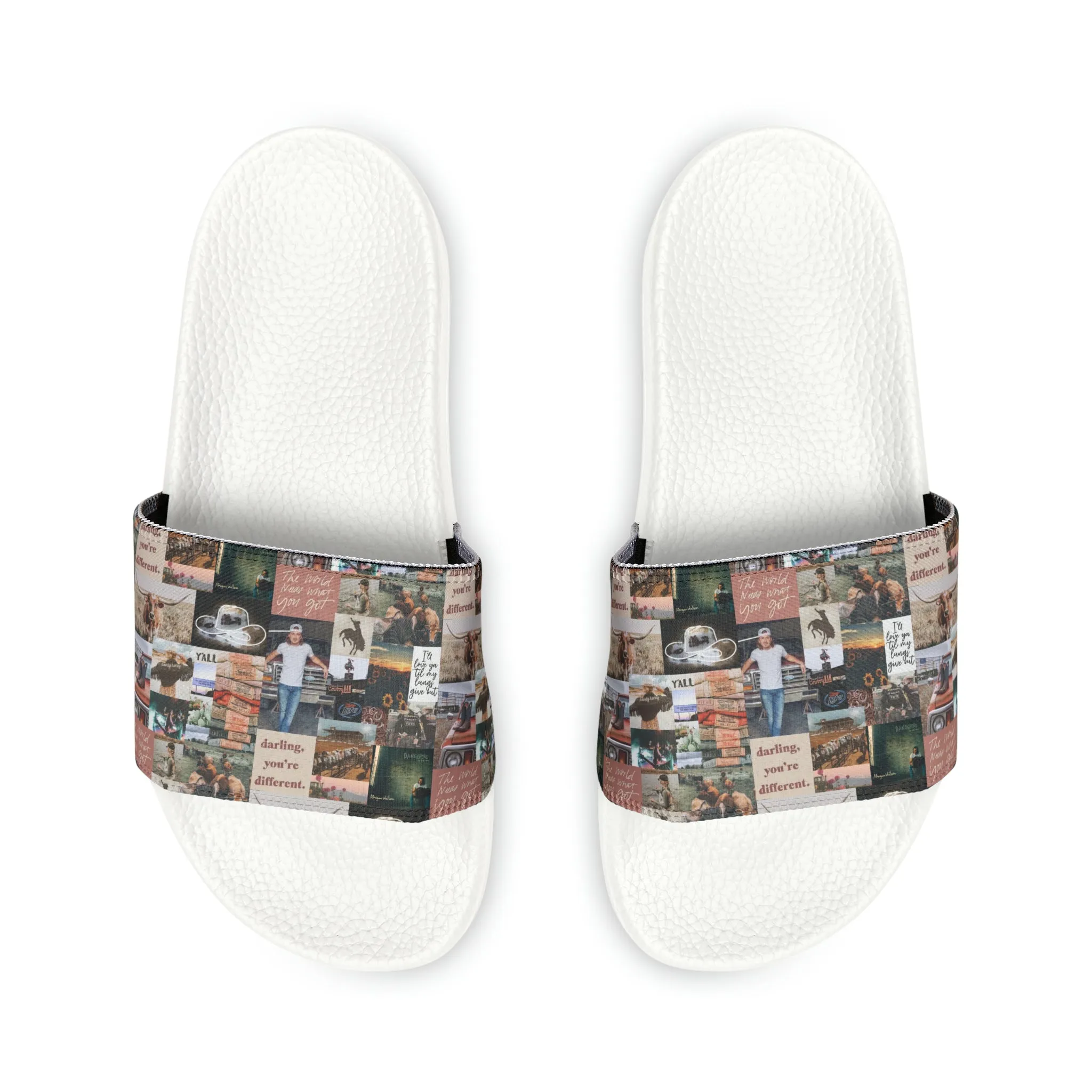 Morgan Wallen Darling You're Different Collage Youth Slide Sandals