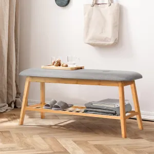 NNECW Bamboo Shoe Organizer with Soft Cushion for Entryway