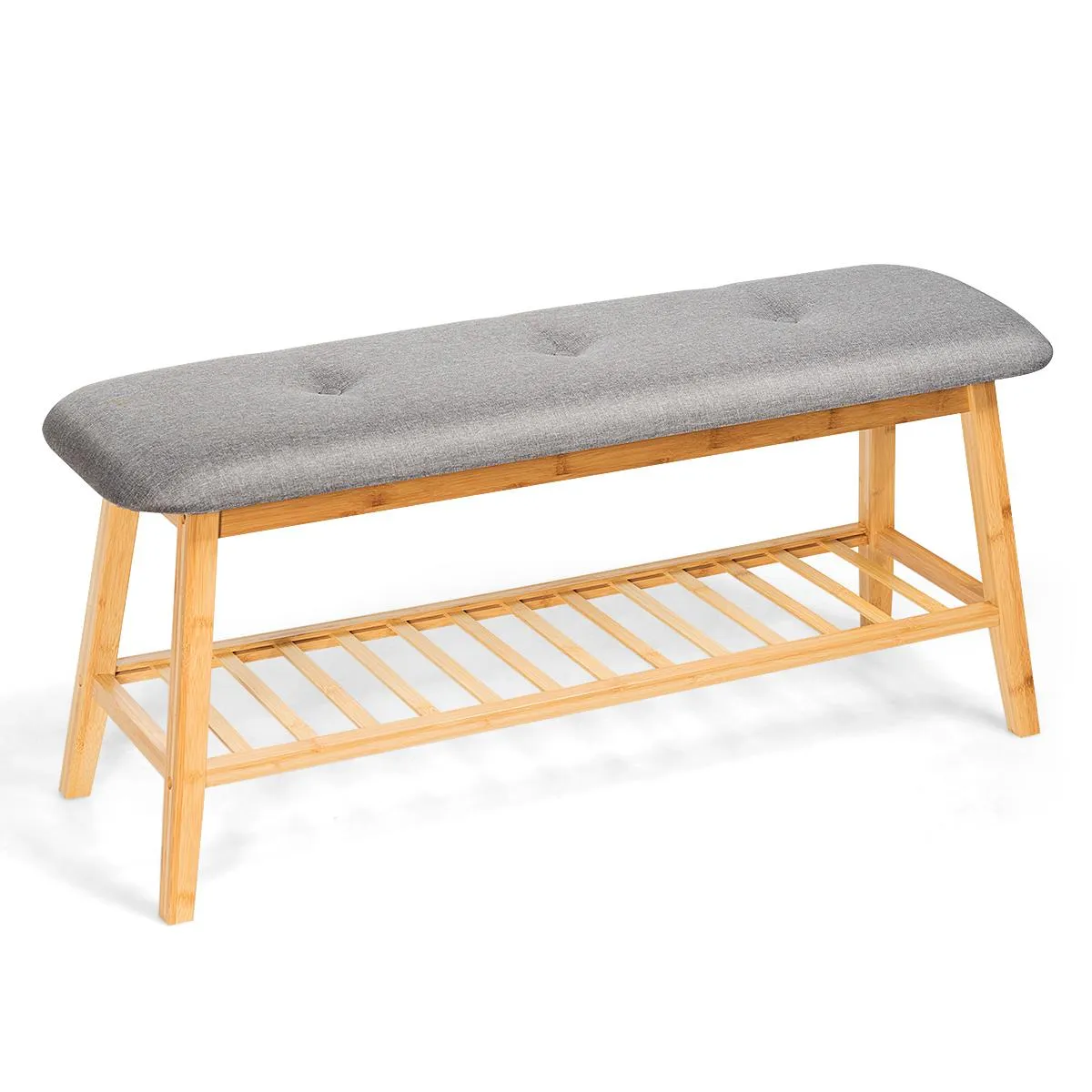 NNECW Bamboo Shoe Organizer with Soft Cushion for Entryway