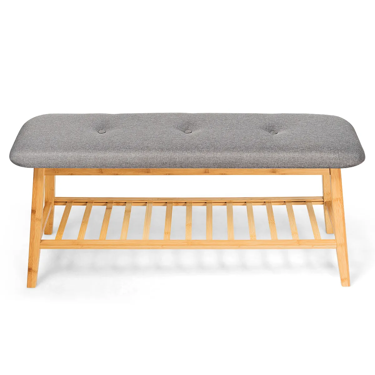 NNECW Bamboo Shoe Organizer with Soft Cushion for Entryway