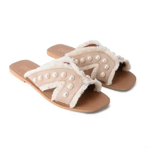 PEARL-SUEDE FLATS - LIGHT BEIGE