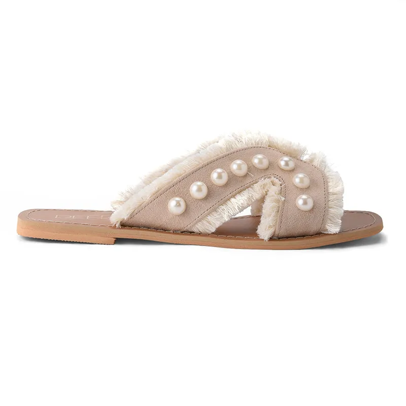 PEARL-SUEDE FLATS - LIGHT BEIGE
